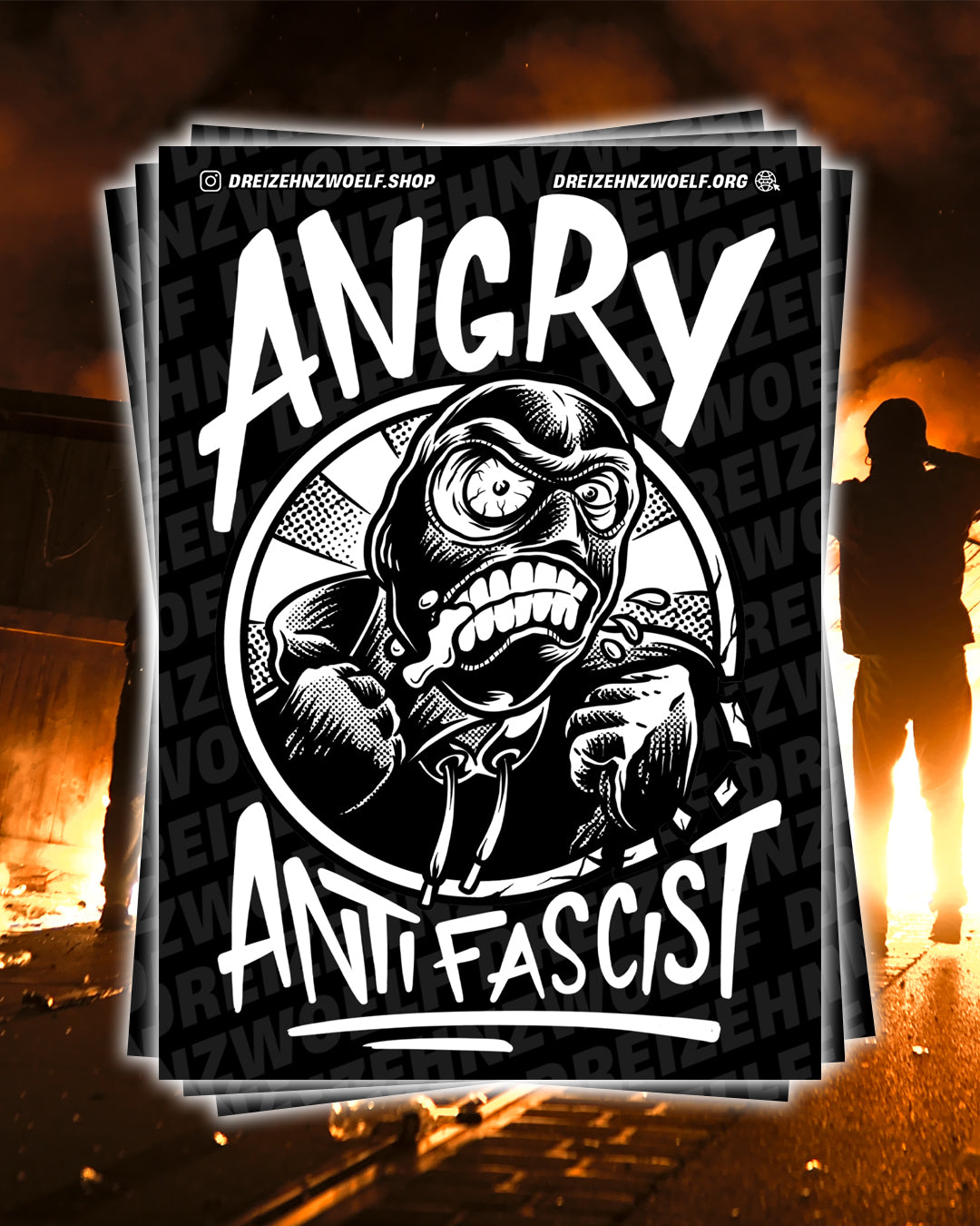sticker "angry antifascist"