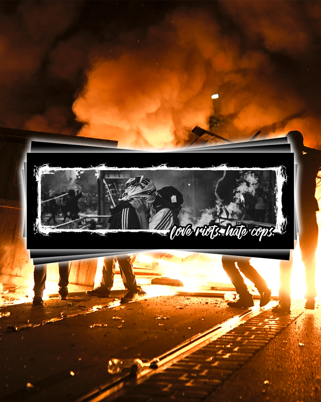 sticker "love riots hate cops" black