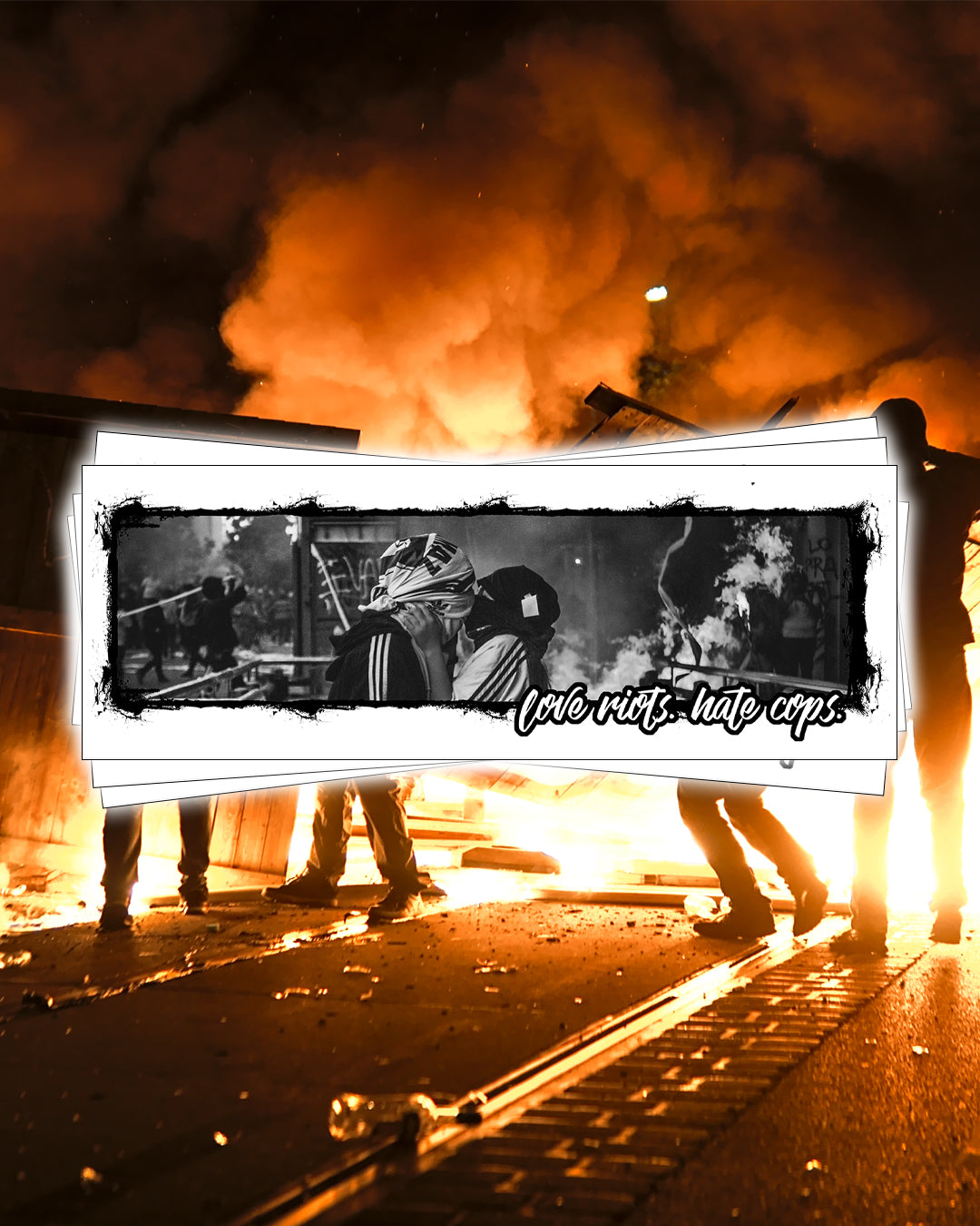 sticker "love riots hate cops" white